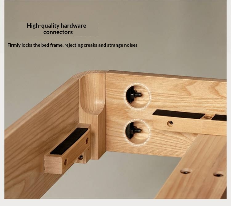 Ash Solid Wood Floating Bed — Modern Minimalist, Genuine Leather Upholstery