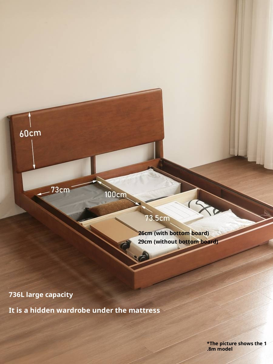 Poplar Solid Wood Suspended Luminous Box Bed