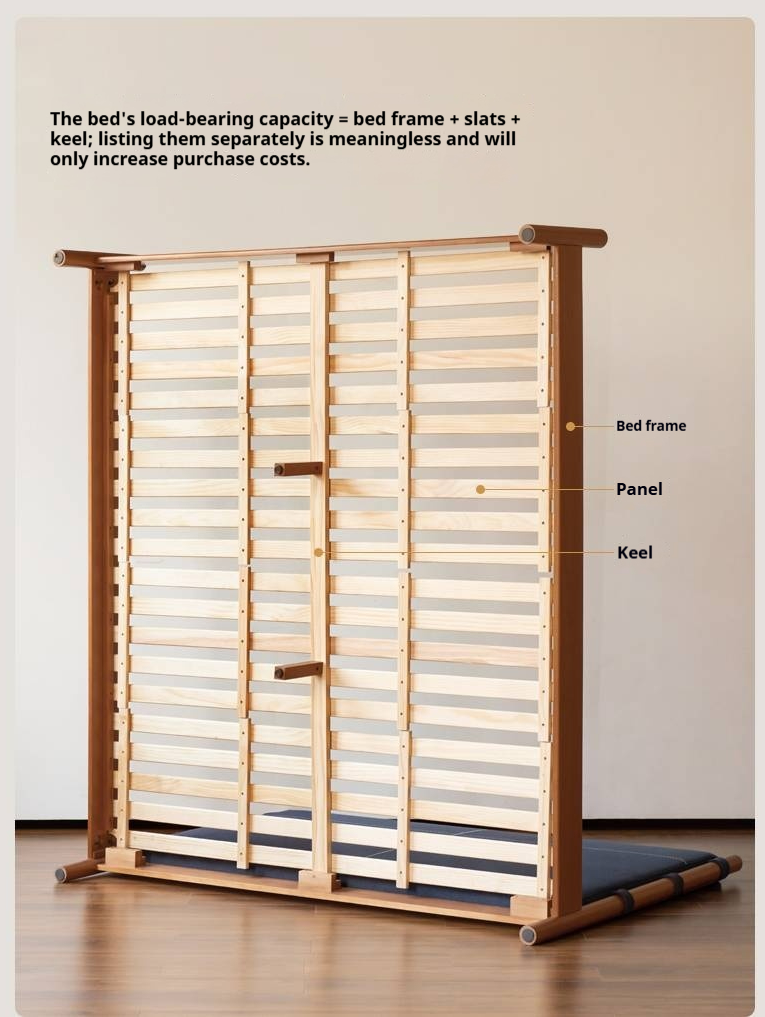 Poplar Solid Wood Bed with Vintage High Backrest and Soft Upholstery