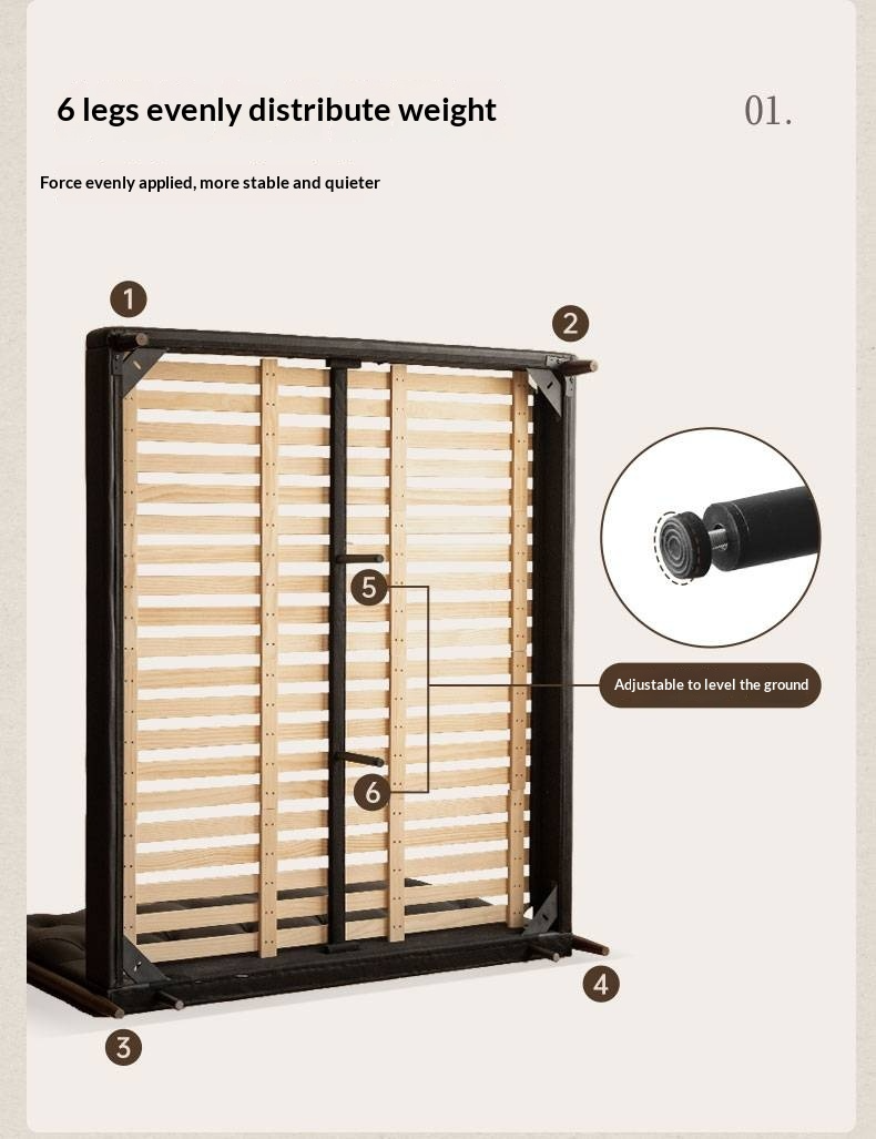 Genuine Leather Luxury Upholstered Bed American Style