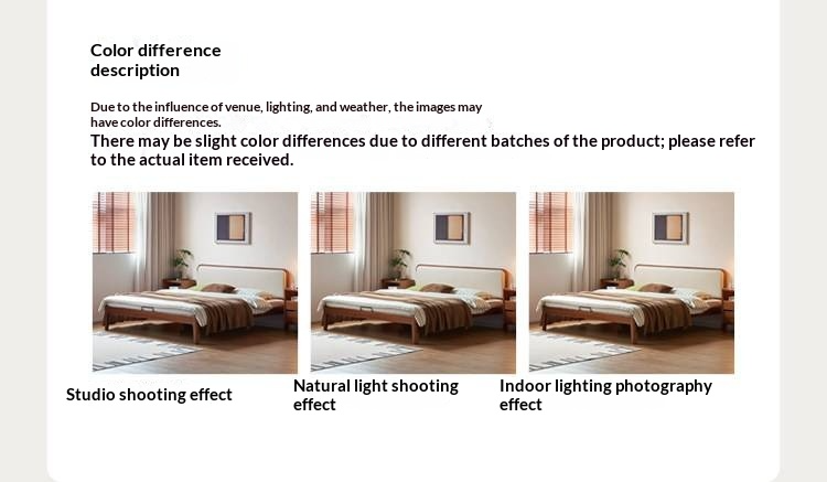 Poplar Solid Wood Bed — Vintage Style with Soft Backrest, Genuine Leather and Edge Finish