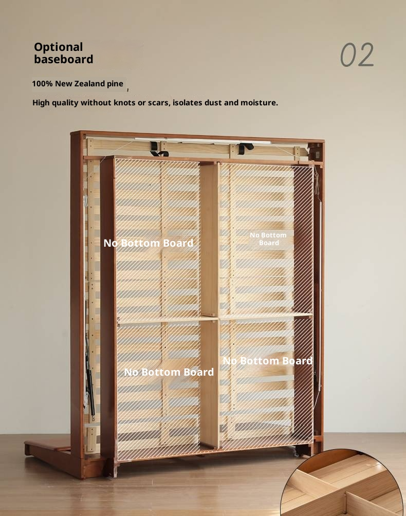 Poplar Solid Wood Suspended Luminous Box Bed