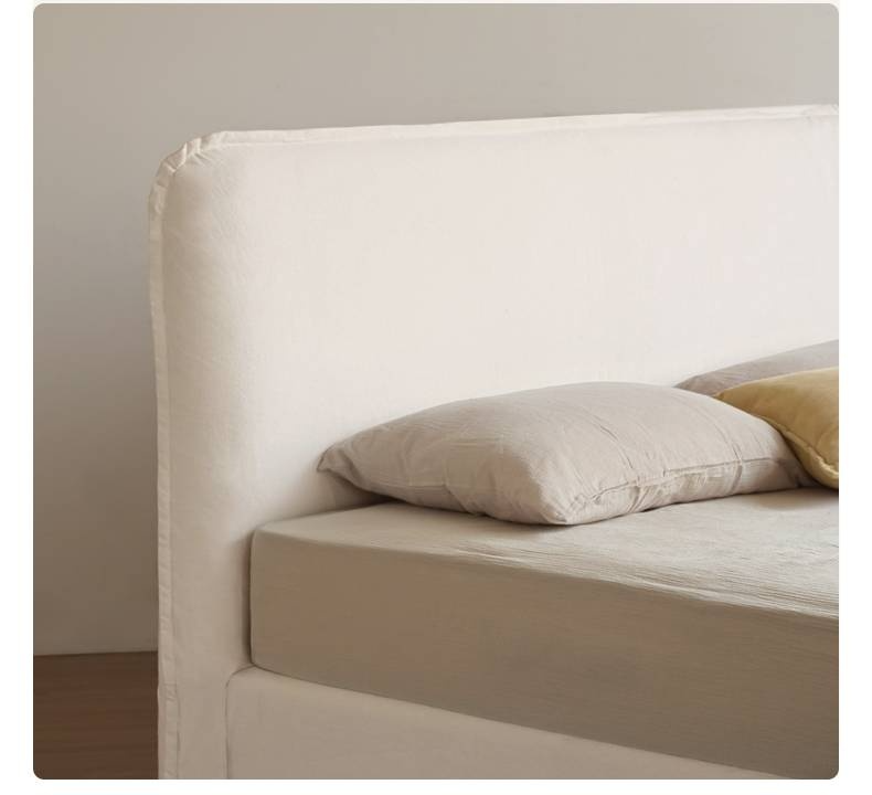 Fabric White Cotton Linen Edge Bed Wabi-sabi Style