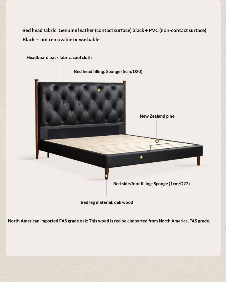 Genuine Leather Luxury Upholstered Bed American Style