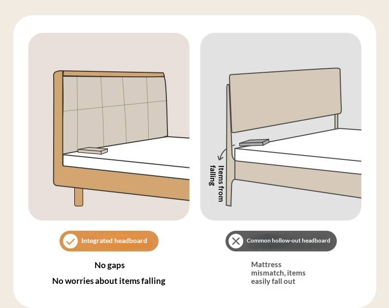 Ash Solid Wood Bed with Top Grain Cowhide Upholstery in Modern Minimalist Style