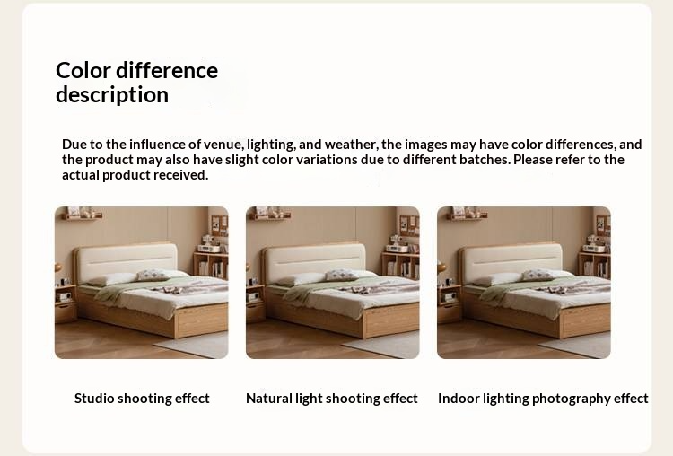 Oak, Rubberwood Solid Wood Bed — Modern Minimalist Box Bed