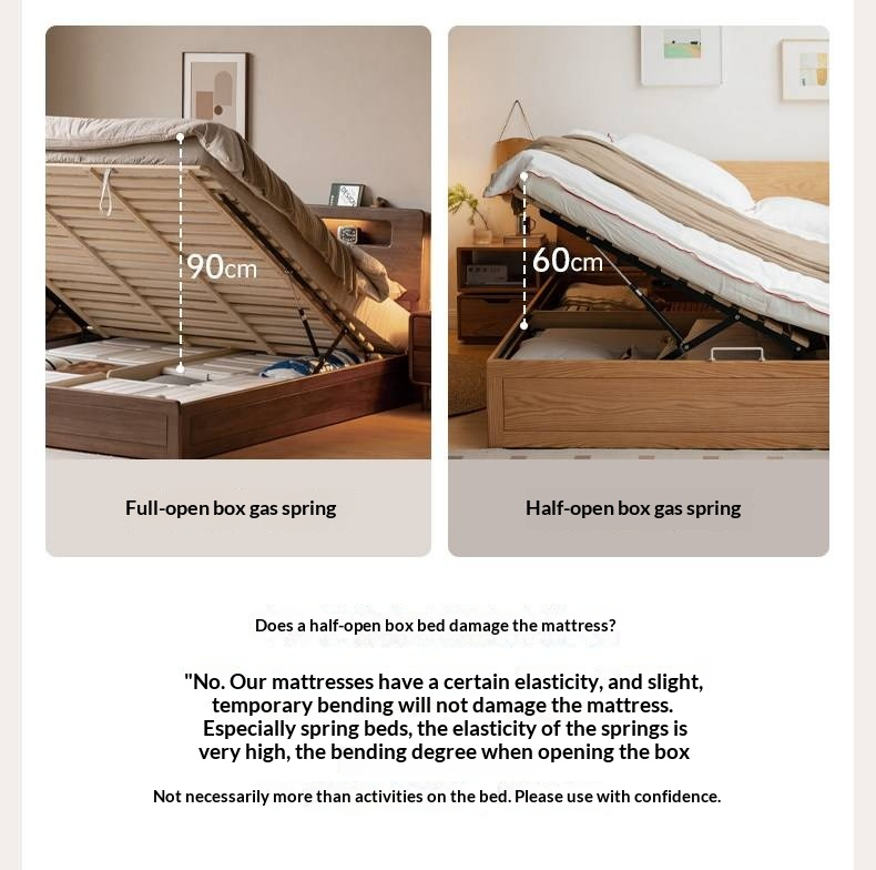 Oak, Beech Solid Wood Box Bed — Minimalist Side-Opening Storage Bed