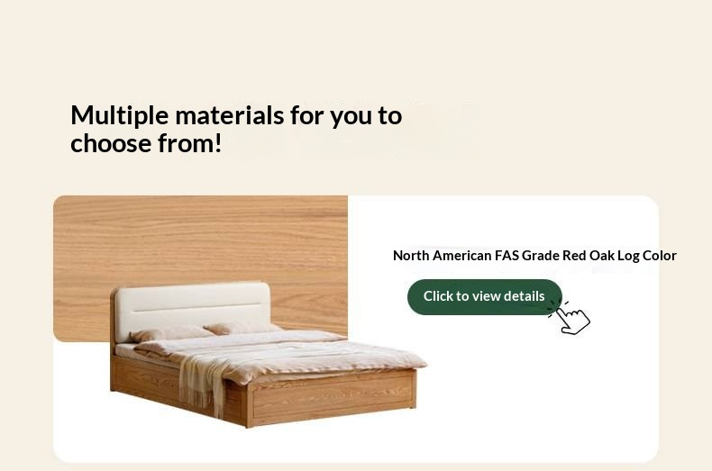 Oak, Rubberwood Solid Wood Bed — Modern Minimalist Box Bed