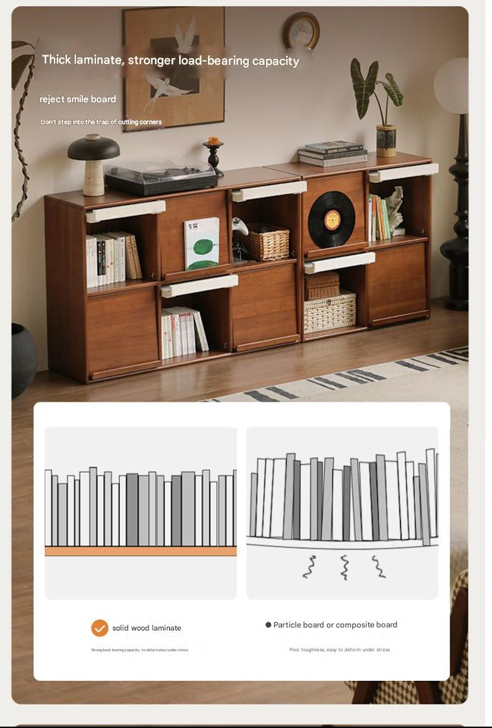 Poplar Solid Wood Medieval Style Combination Module Bookcase.