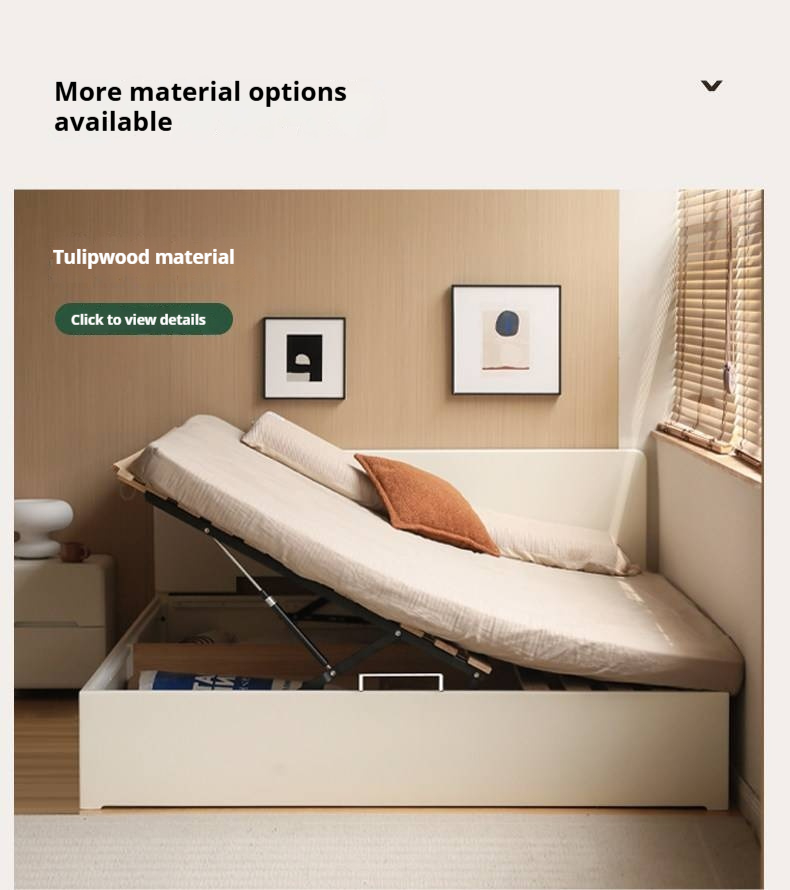 Oak, Beech Solid Wood Box Bed — Minimalist Side-Opening Storage Bed