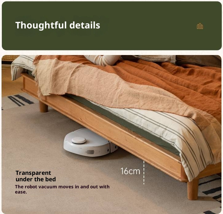 Cherry, Pine, Beech Solid Wood Bed Retro Vintage