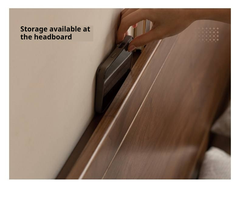 Black Walnut Solid Wood Bed — Modern Minimalist Large Slab Bed