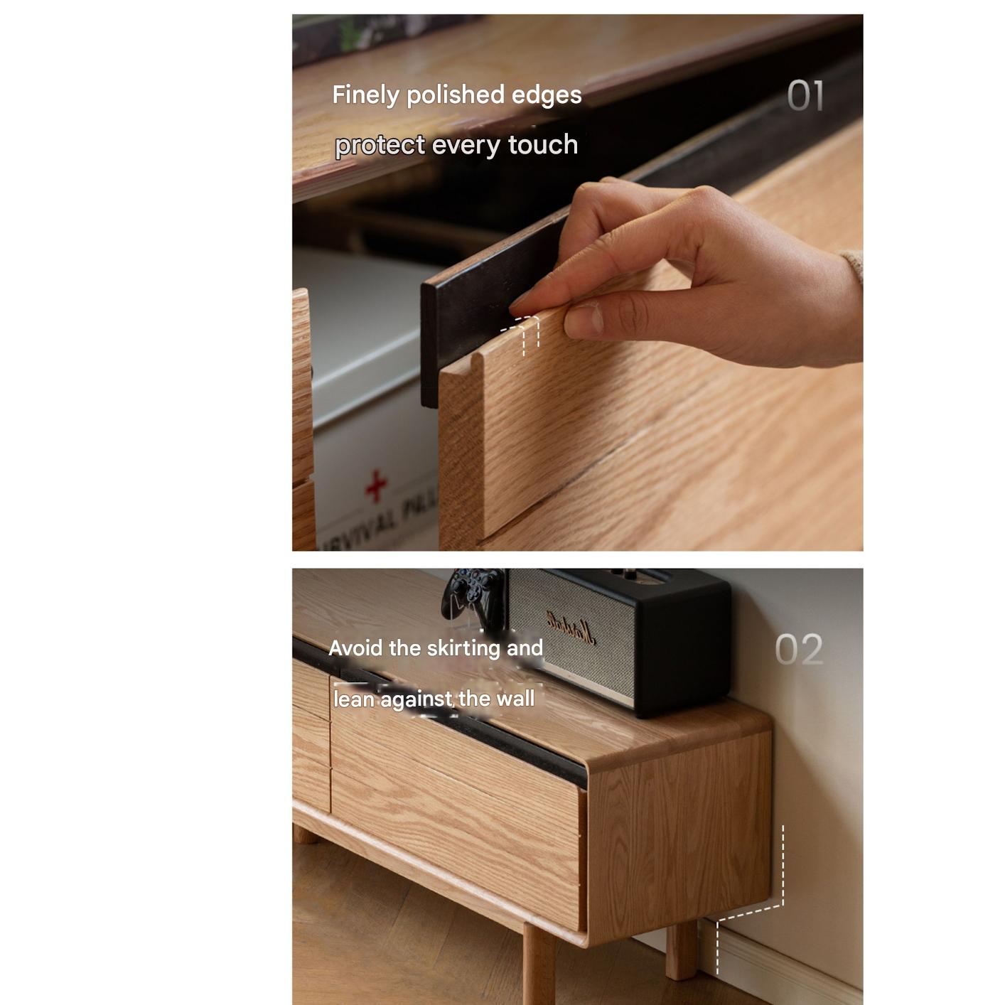 Oak Solid Wood Modern TV Cabinet.