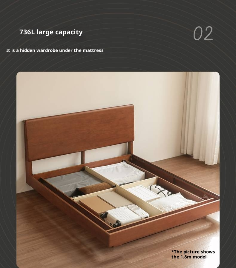 Poplar Solid Wood Suspended Luminous Box Bed