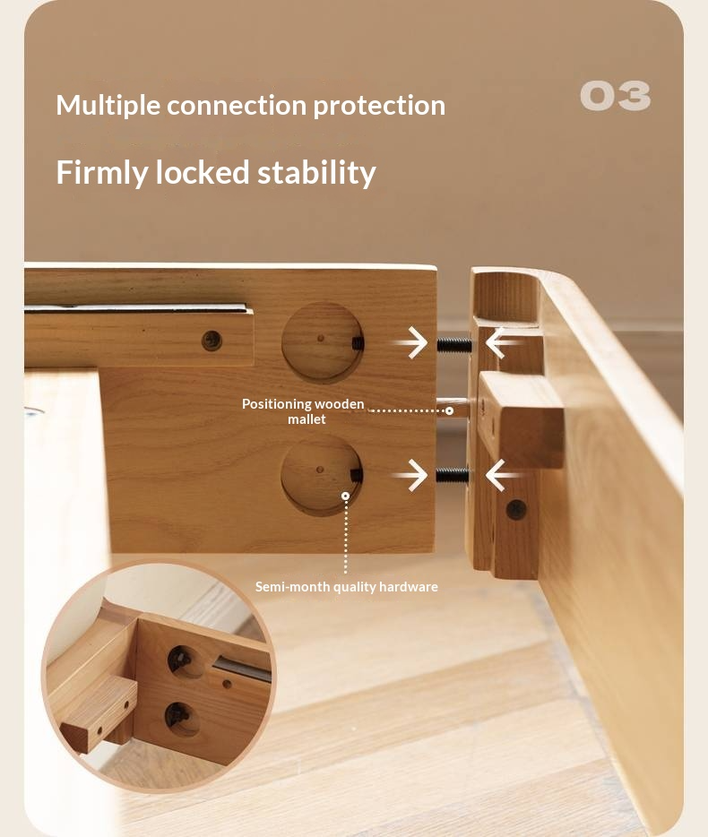 Ash Solid Wood Bed with Top Grain Cowhide Upholstery in Modern Minimalist Style