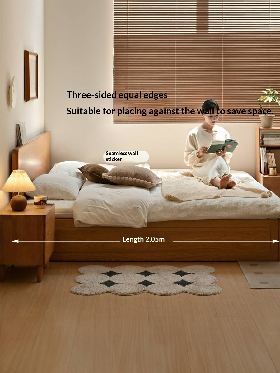 Oak, Beech Solid Wood Box Bed — Minimalist Side-Opening Storage Bed