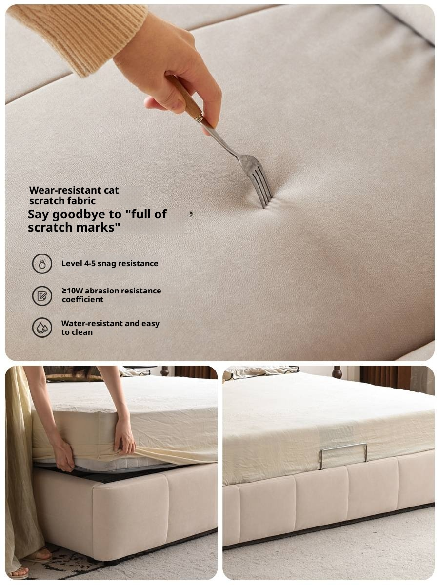 Fabric Puff Cat Scratch Bed, French Cream Style