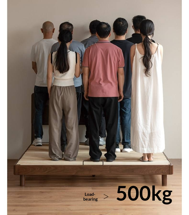 Black Walnut Solid Wood Bed — Modern Minimalist Large Slab Bed