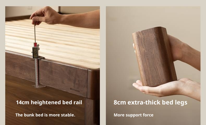 Black Walnut, Oak Solid Wood Italian Light Luxury Genuine Leather Soft Headboard Luminous Bed