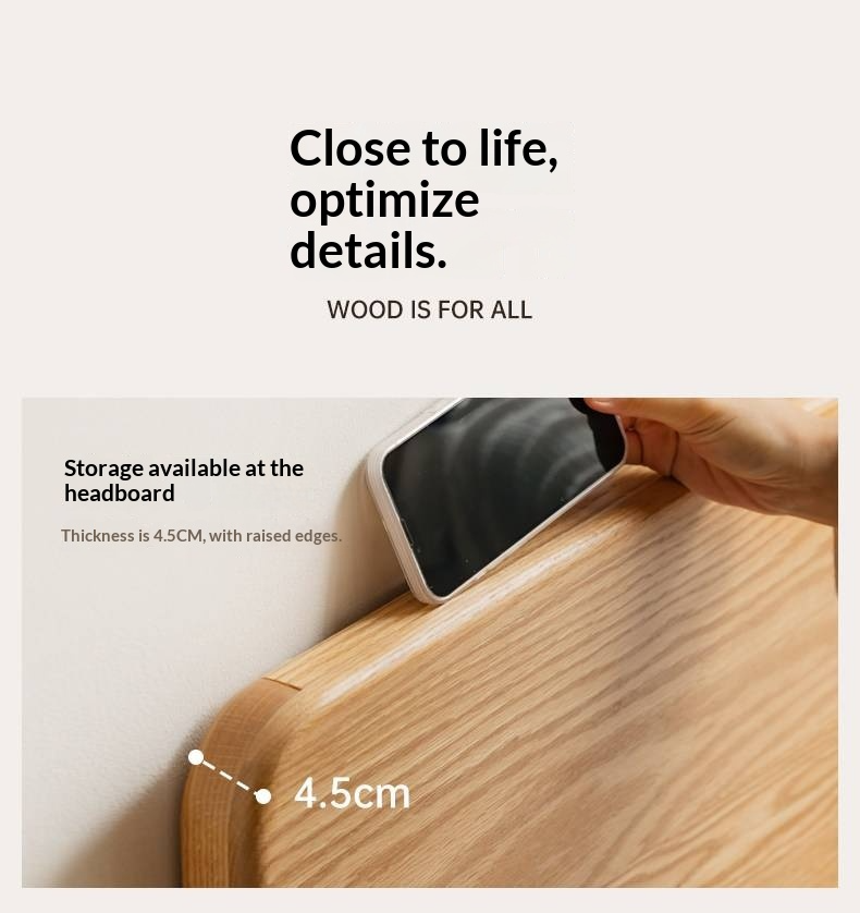 Oak, Beech Solid Wood Box Bed — Minimalist Side-Opening Storage Bed