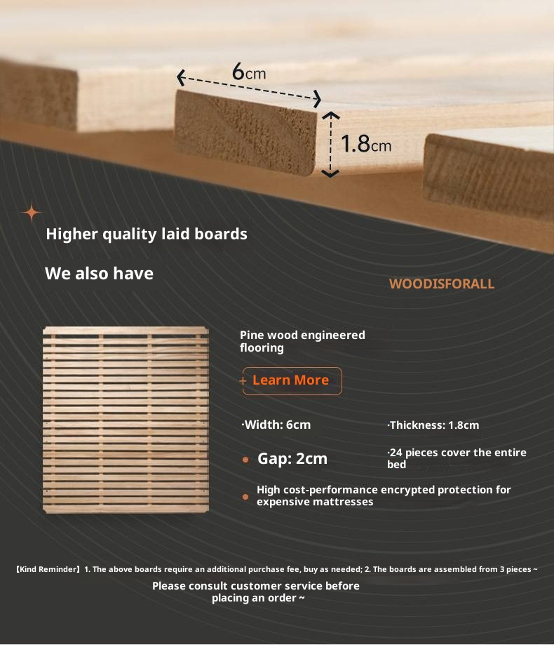 Poplar Solid Wood Suspended Luminous Box Bed