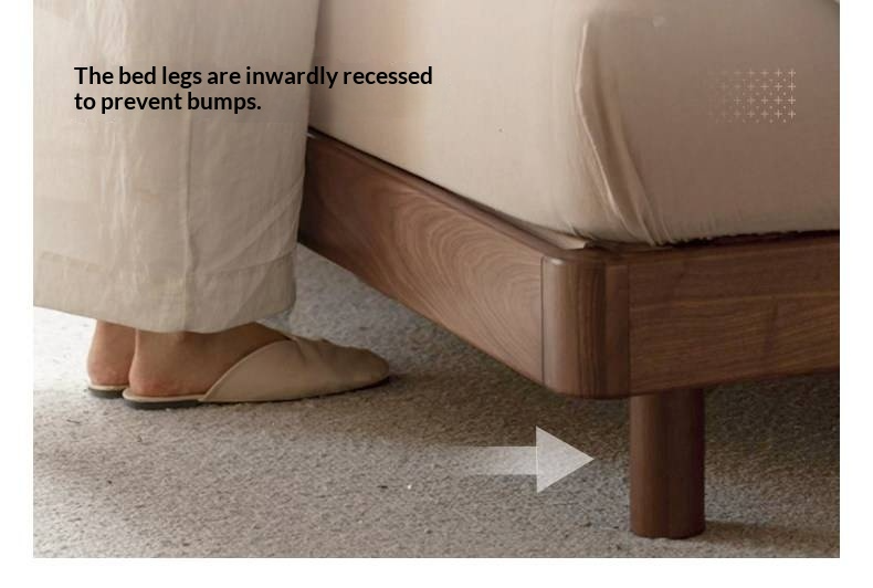 Black Walnut Solid Wood Bed — Modern Minimalist Large Slab Bed