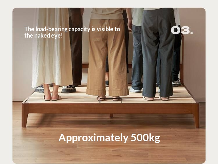 Poplar Solid Wood Bed — Vintage Style with Soft Backrest, Genuine Leather and Edge Finish