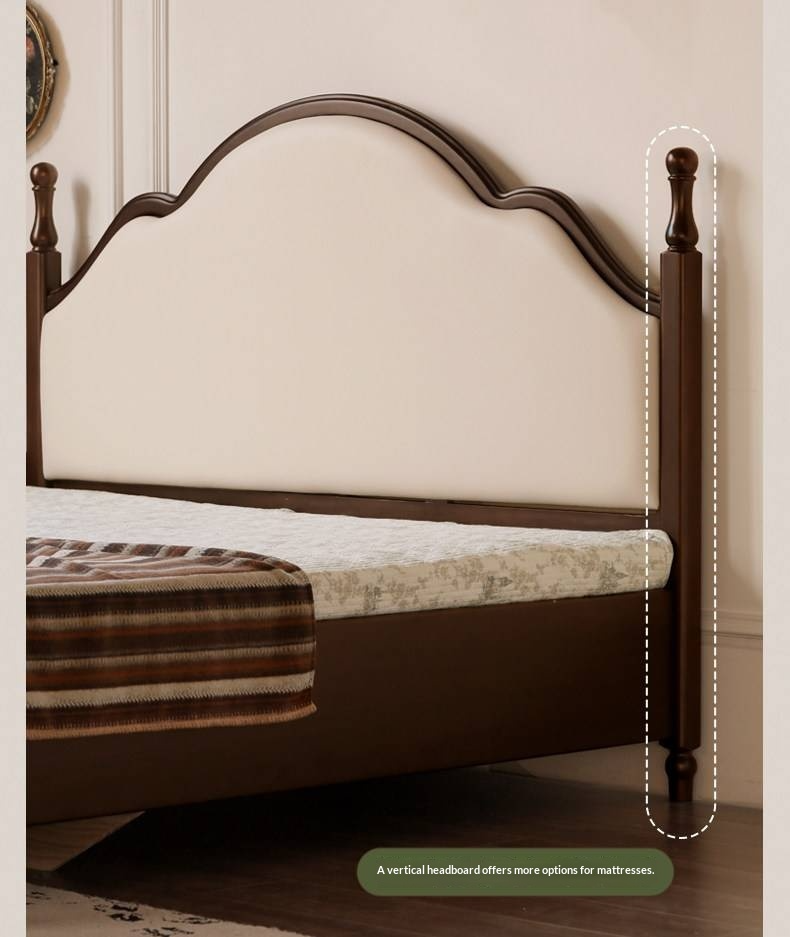 Poplar Solid Wood Box Bed — American Style Vintage with Soft Backrest