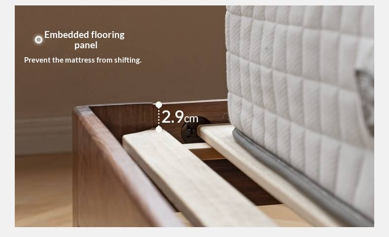 Black Walnut, Sandalwood Solid Wood Bed — Genuine Leather Upholstered, Simple Luxury Design