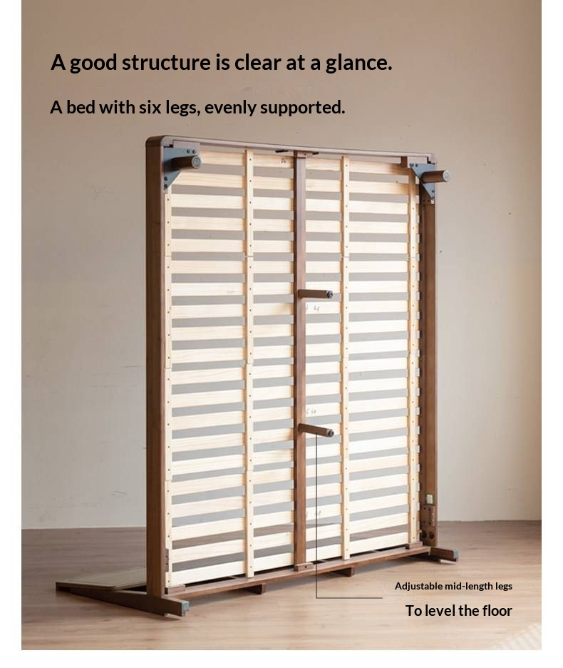 Black Walnut Solid Wood Bed — Modern Minimalist Large Slab Bed