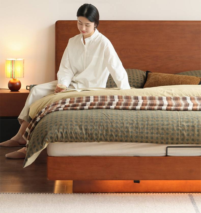 Poplar Solid Wood Suspended Luminous Box Bed