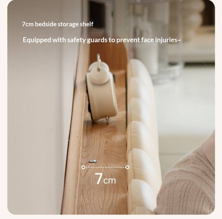 Oak Solid Wood Box Bed — Suspension and Upholstered with Genuine Leather Piano Key Design