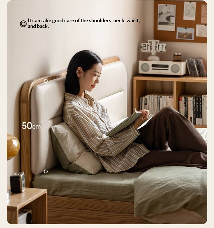 Oak, Rubberwood Solid Wood Bed — Modern Minimalist Box Bed