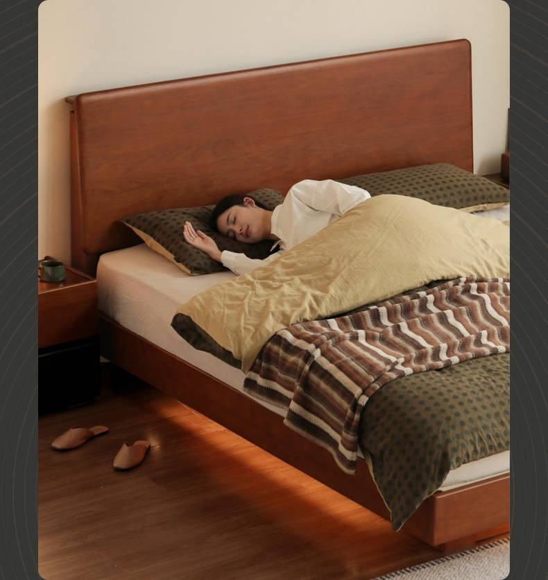 Poplar Solid Wood Suspended Luminous Box Bed