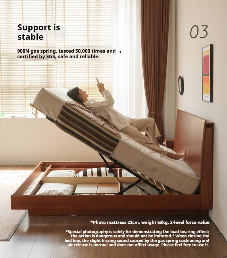 Poplar Solid Wood Suspended Luminous Box Bed