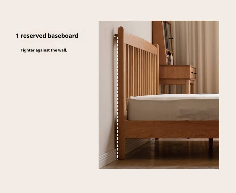 Cherry Solid Wood Bed — Simple Vintage Harp Style Bed