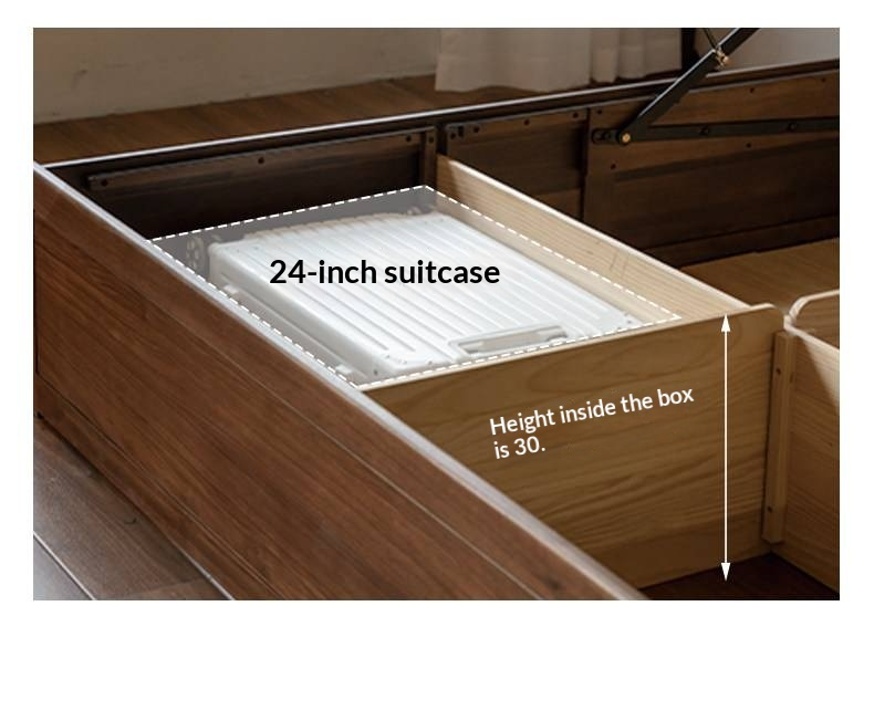 Black Walnut Solid Wood Box Bed — Luxury Multifunctional Storage Bed