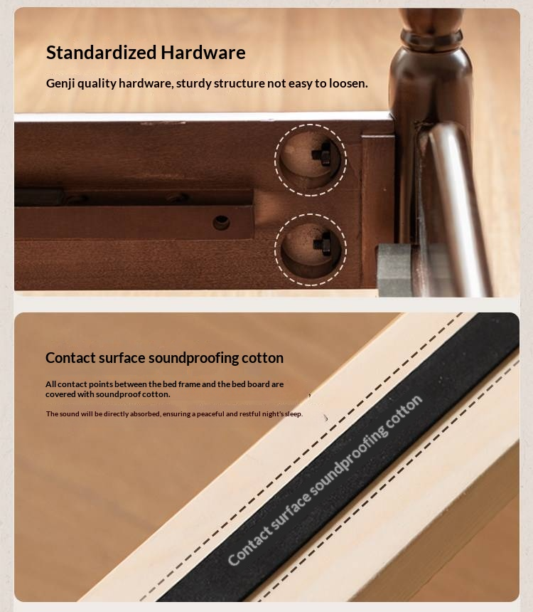 Poplar Solid Wood Bed — French Retro Style with Mid-Fashion Design