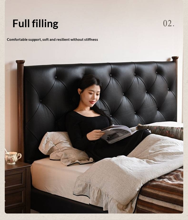 Genuine Leather Luxury Upholstered Bed American Style