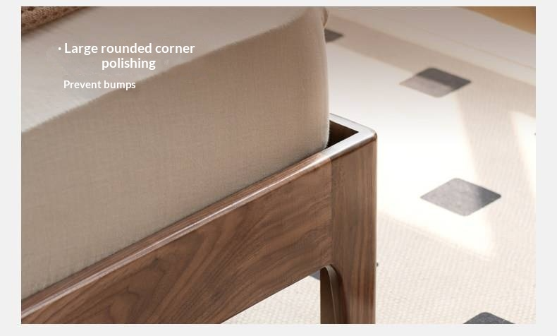 Black Walnut, Sandalwood Solid Wood Bed — Genuine Leather Upholstered, Simple Luxury Design