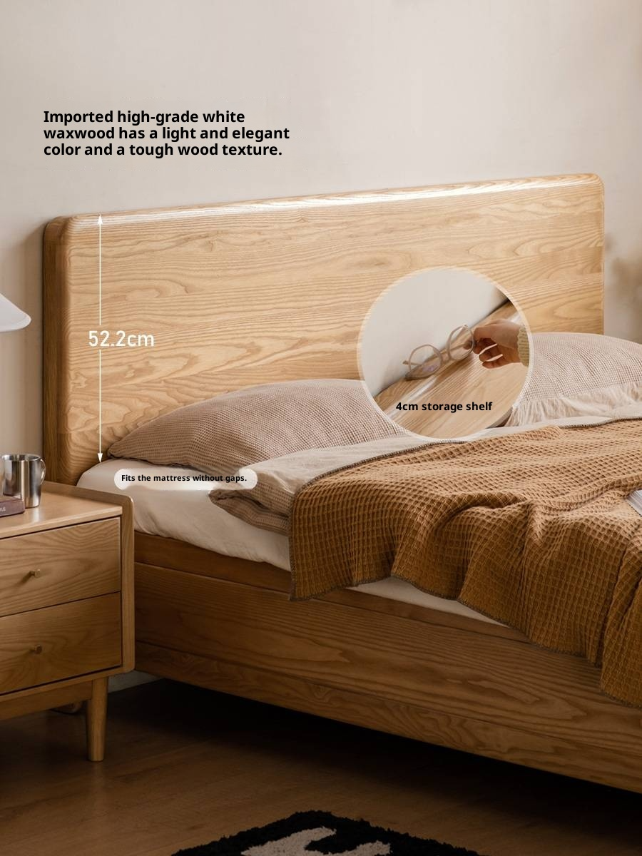 Ash, Oak Solid Wood Modern Minimalist High Box Bed