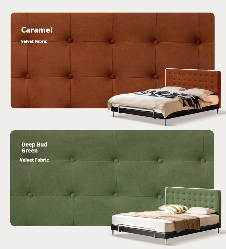 Fabric Velvet Soft Bed Bauhaus Vintage Style