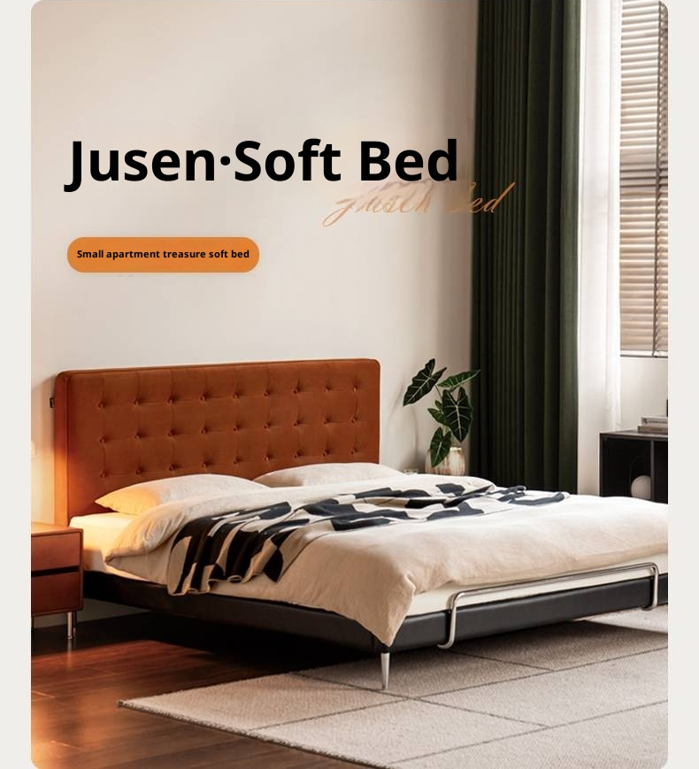 Fabric Velvet Soft Bed Bauhaus Vintage Style