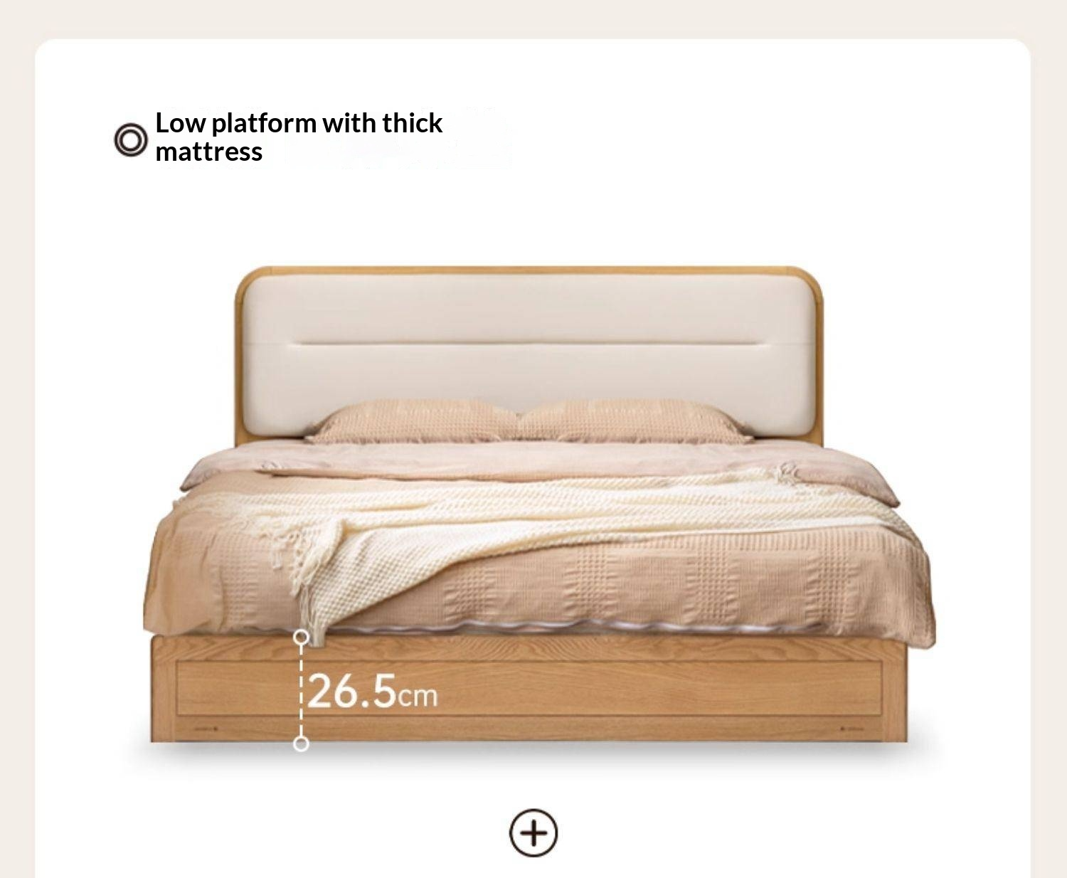 Oak, Rubberwood Solid Wood Bed — Modern Minimalist Box Bed