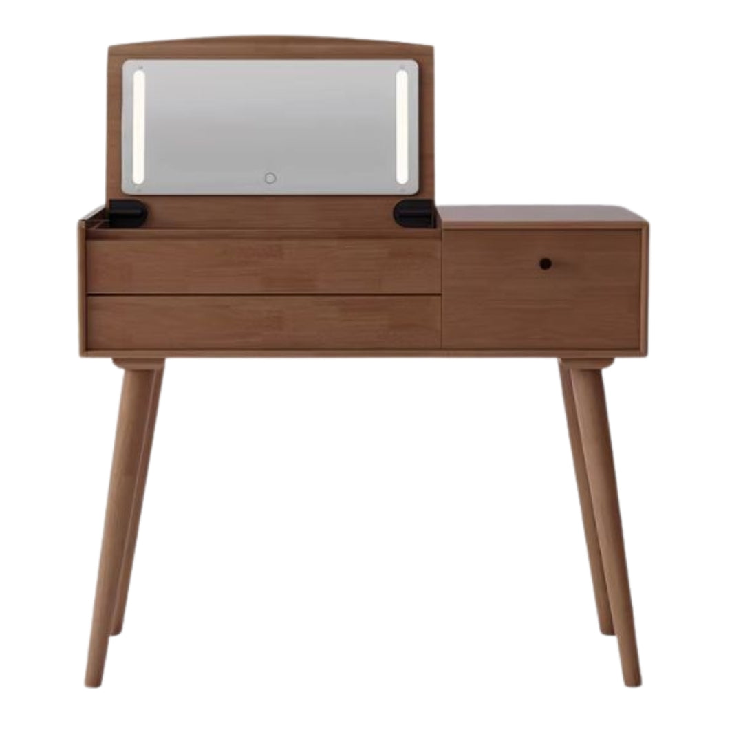 Oak Solid Wood, Solid RubberWood Dressing Table Mirror LED Touch Light