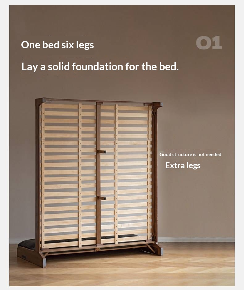 Black Walnut, Sandalwood Solid Wood Bed — Genuine Leather Upholstered, Simple Luxury Design