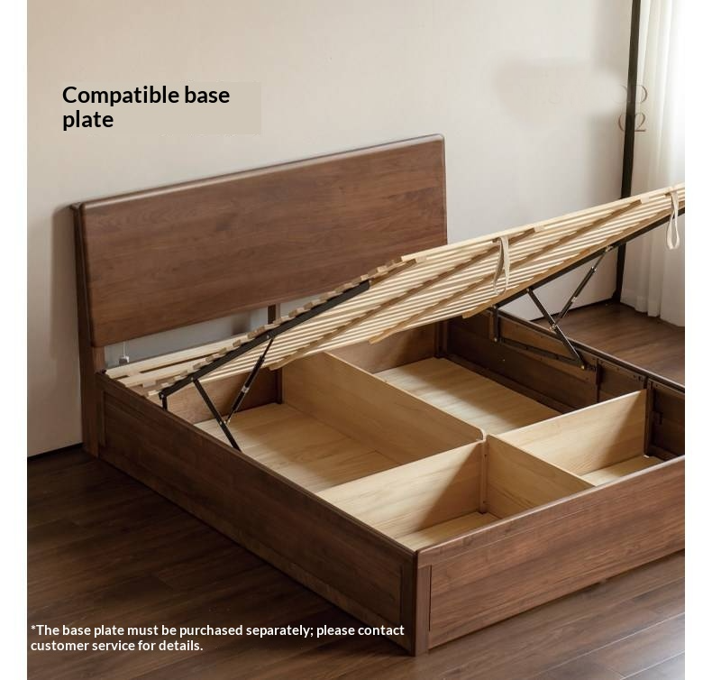 Black Walnut Solid Wood Box Bed — Luxury Multifunctional Storage Bed