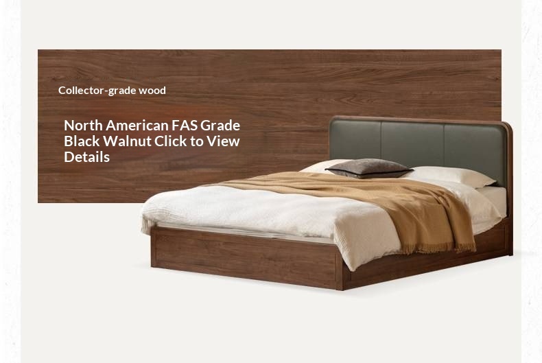 Rubberwood Solid Wood Box Bed — Modern Minimalist Black Upholstered Bed with Storage and Genuine Leather