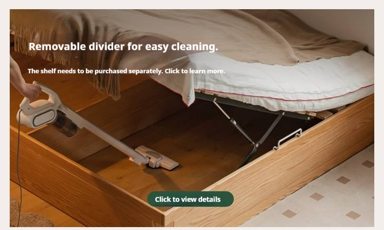 Oak, Beech Solid Wood Box Bed — Minimalist Side-Opening Storage Bed