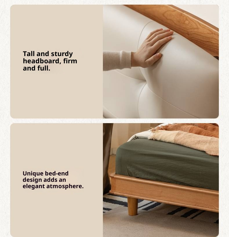 Cherry, Pine, Beech Solid Wood Bed Retro Vintage